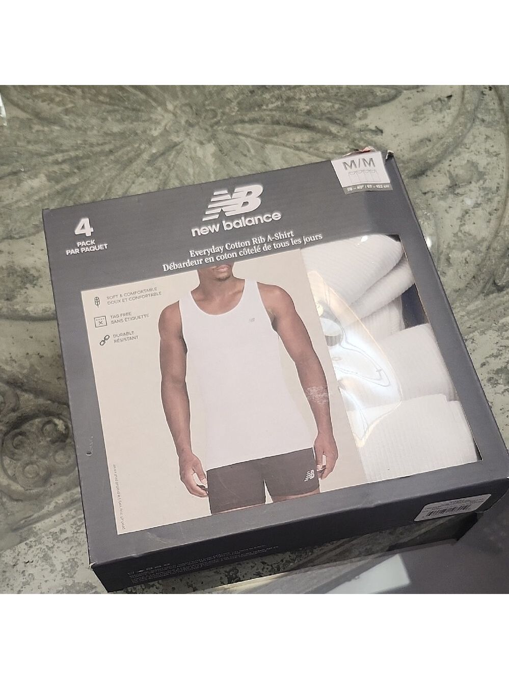 New Balance Men's White Tank Top 4-Pack Cotton Rib Medium New